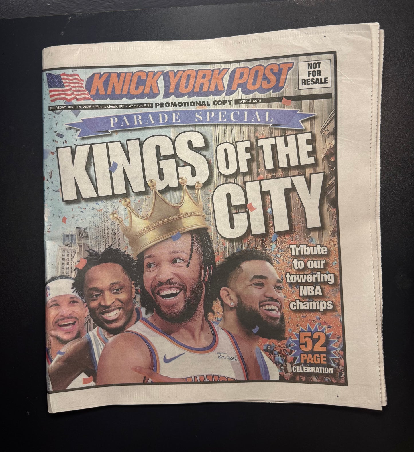 New York Post 6/18/26 Knicks York Post Parade Special “Kings of the City”